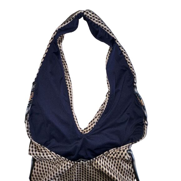 Reiss Women's Plunge V-Neck Print One Piece Halter Swimsuit Blue US Size 4 - Picture 9 of 16